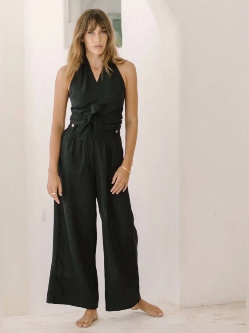 Free The Label Monaco Wide Leg Linen Pants, Size XS